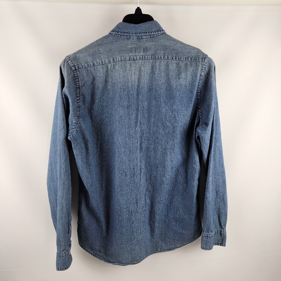 EXPRESS Mens Soft Wash Blue Jean Button-down Long Sleeve Shirt Size M - Picture 2 of 6